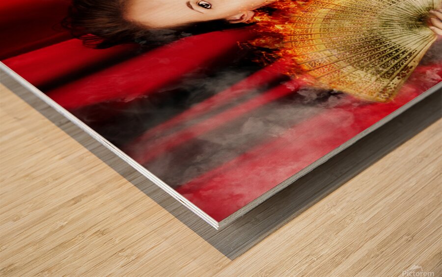 Hot Female Fire Dancer Wood print