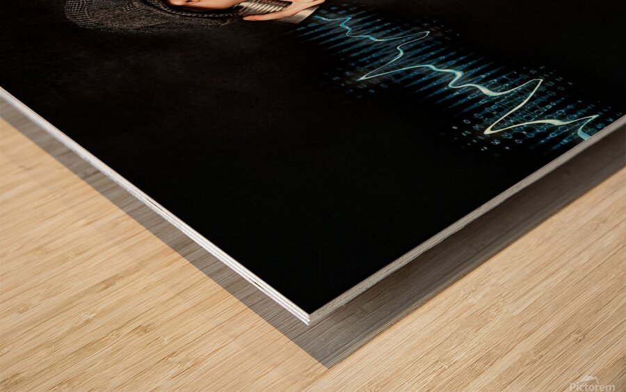 Cute Little Vintage Boy Playing With Tin Can Phone Wood print