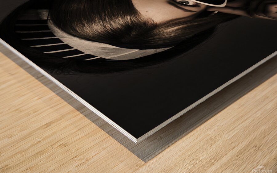 Face of dark retro fashion. Female pin-up beauty Wood print