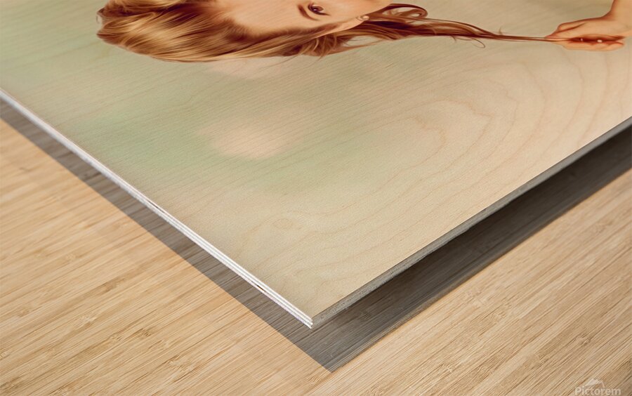 Vintage pinup woman with pretty make-up and hair Wood print