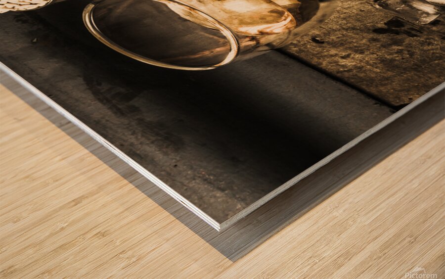 Dark bourbon whiskey  Wood print