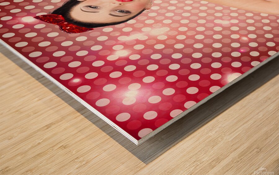 Portrait of disco party dancing girl Wood print