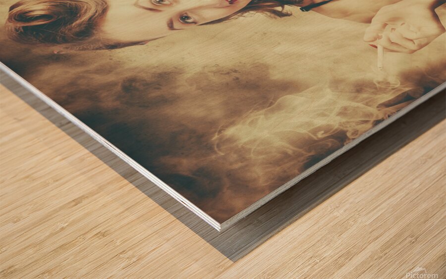 Smoking hot pin-up housewife Wood print