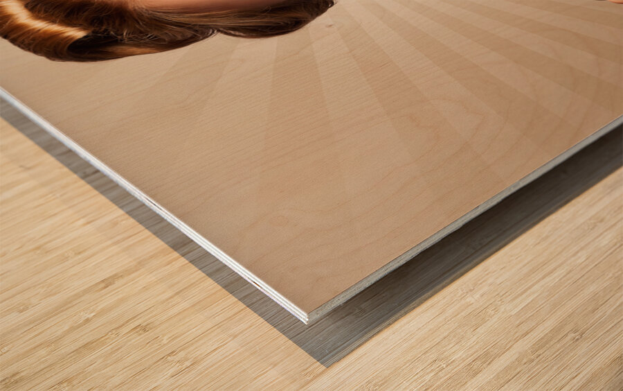 Young Smiling Vintage Girl Taking Photo Wood print