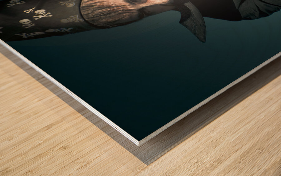 Scary Pirate With Sword Wood print