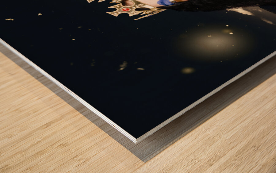 Royal damsel in distress waving white castle flag Wood print