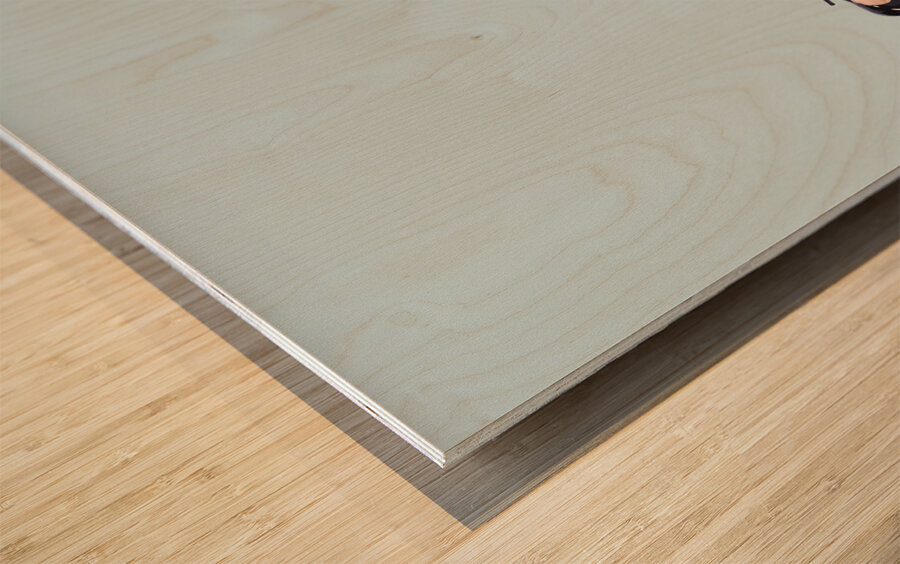 Beautiful pinup woman listening to old gramophone Wood print