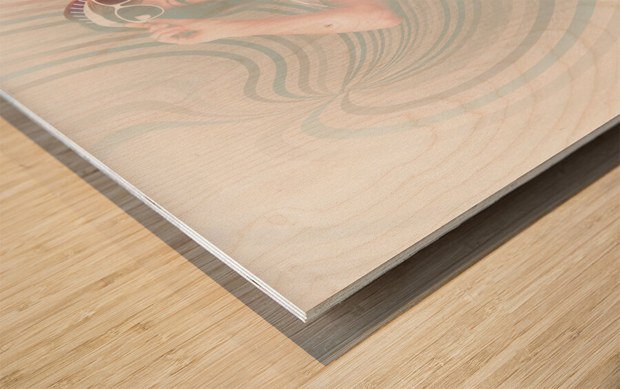 High-key fashion photograph of a funky pinup girl  Wood print