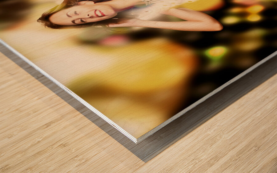 Nightclub dance floor pinup Wood print