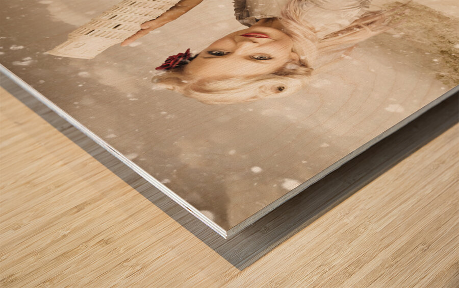 Vintage Woman Dreaming Of A Europe Travel Escape Wood print