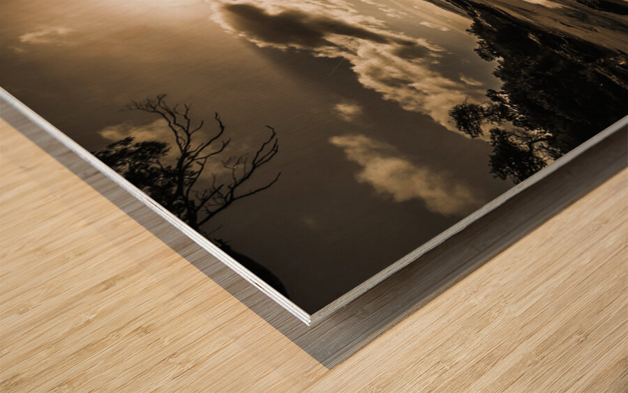 Sun sand and sea reflection Wood print