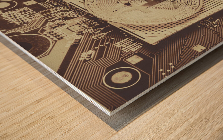 Blocks of Bitcoin Wood print