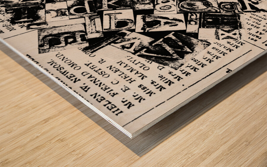 Ink and block Wood print