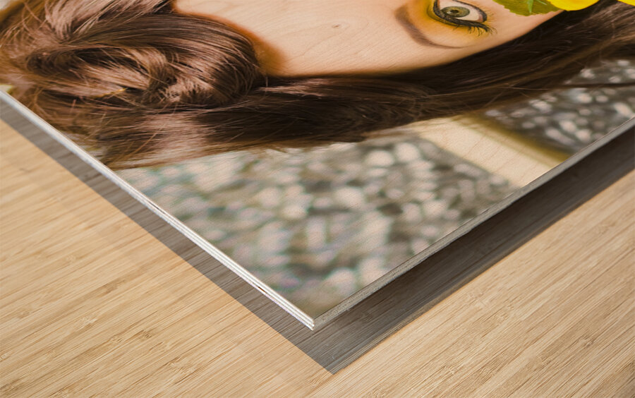 Woman With Flowers Wood print