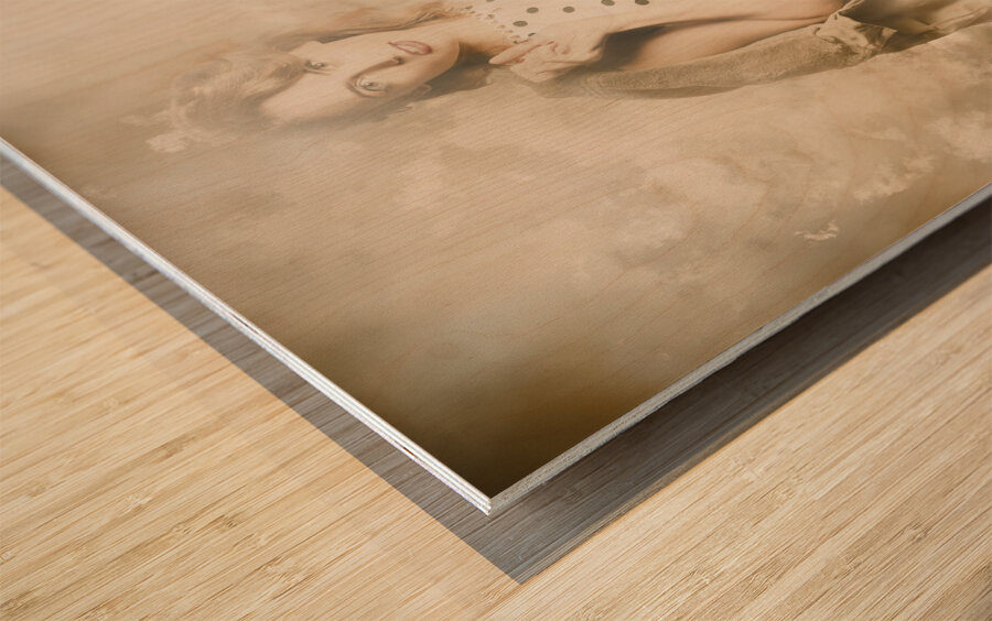 WWII tour of duty pin-up woman Wood print