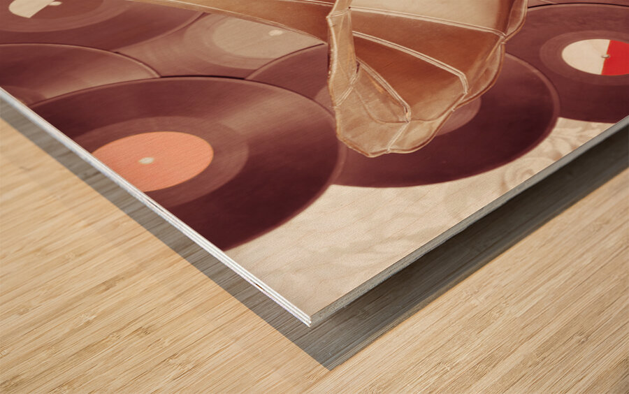 Phonograph music player Wood print