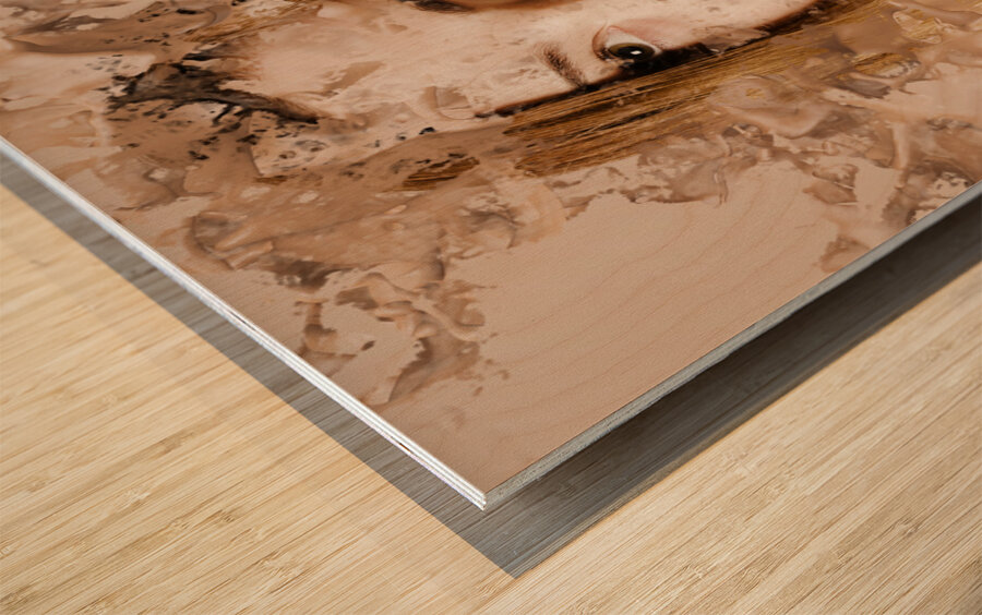 Milk shake pin-up woman. Restaurant art  Wood print