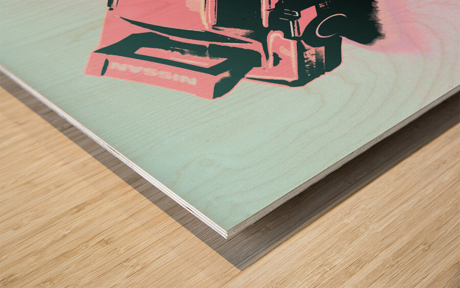 Retro race colours Wood print