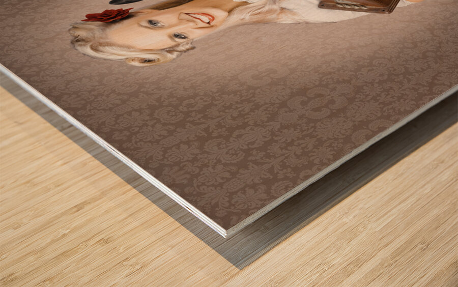 Smiling Vintage Woman Hearing Good News On Phone Wood print