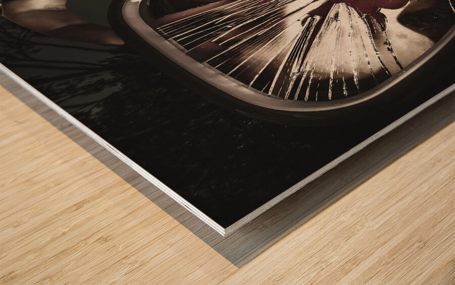 Woman with broken mirror and shattered reflection Wood print