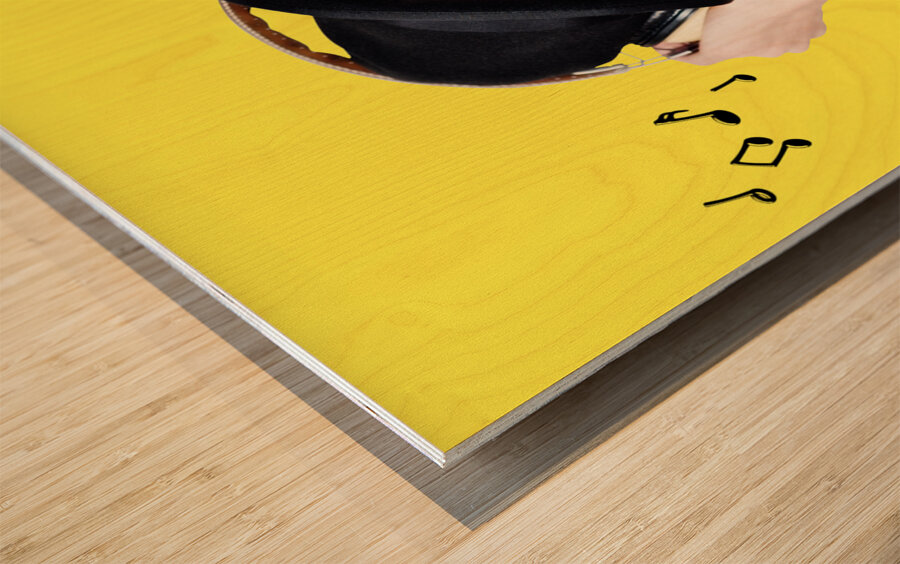 Funny Man Wearing Headphone On White Background Wood print