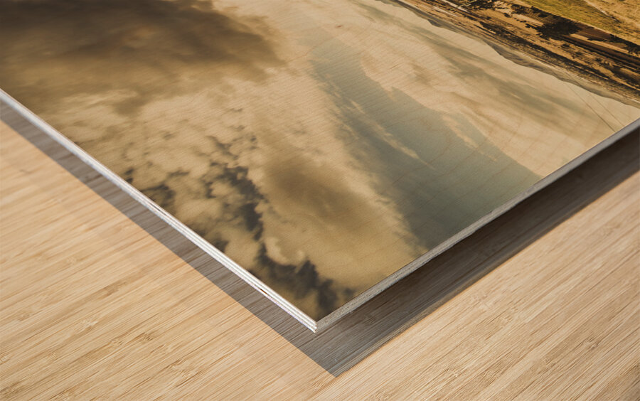 Rustic and weathered farm view  Wood print