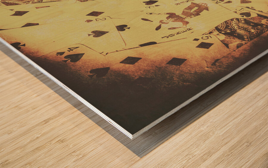 Vintage poker card background Wood print
