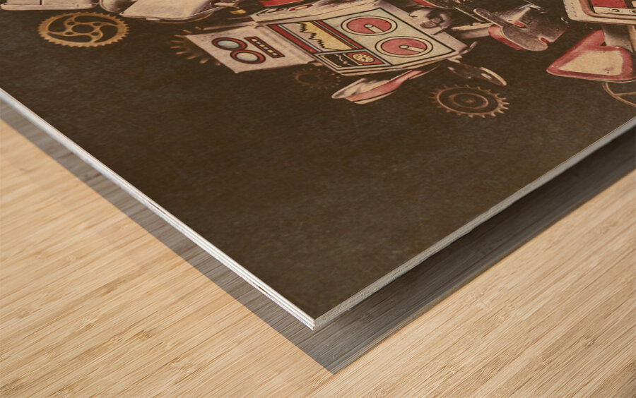 Vintage Robotronics Wood print