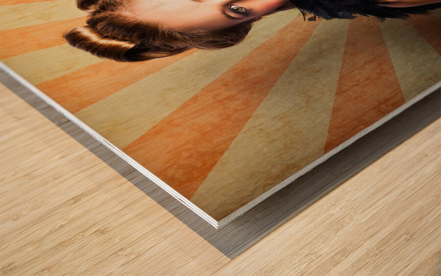 Vintage Woman Eating Popcorn At Movie Premiere Wood print