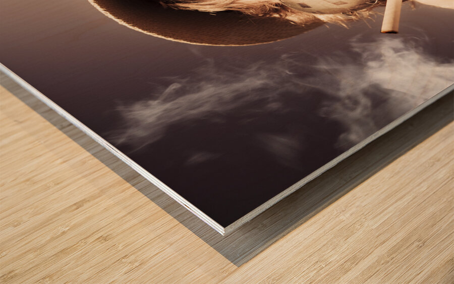 Dude Smoking Cigarette Wood print