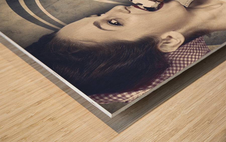 Ice cream poster girl on vintage ice-cream advert Wood print