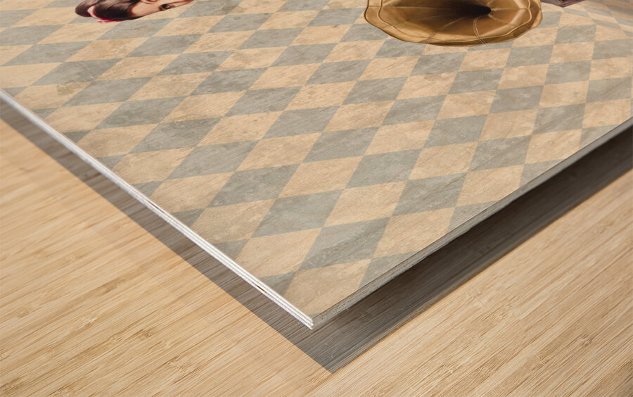 Pin up gramophone girl Wood print