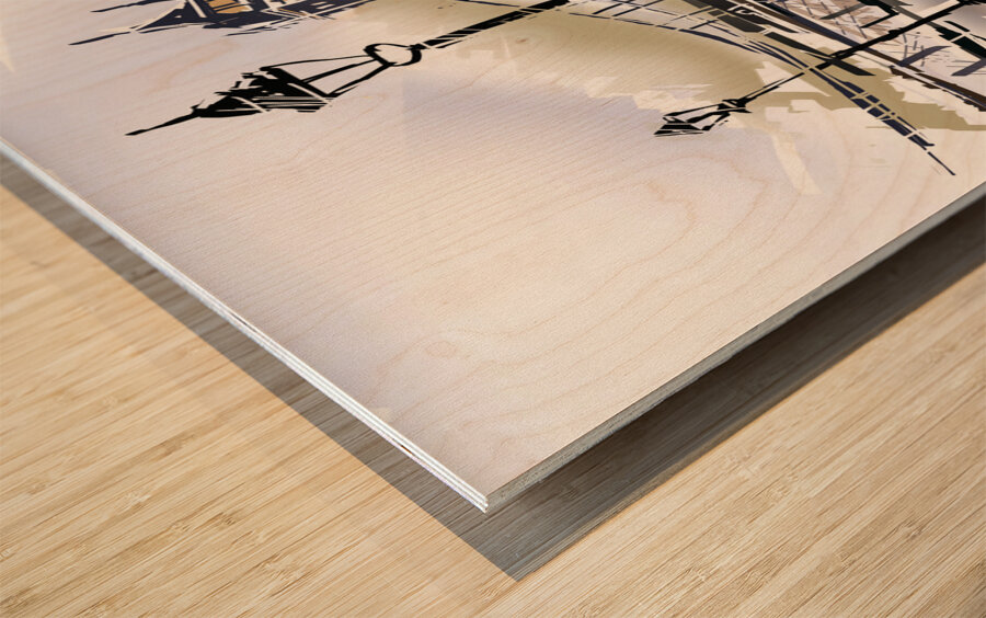 Fine art drawing The Tower Bridge in London UK Wood print