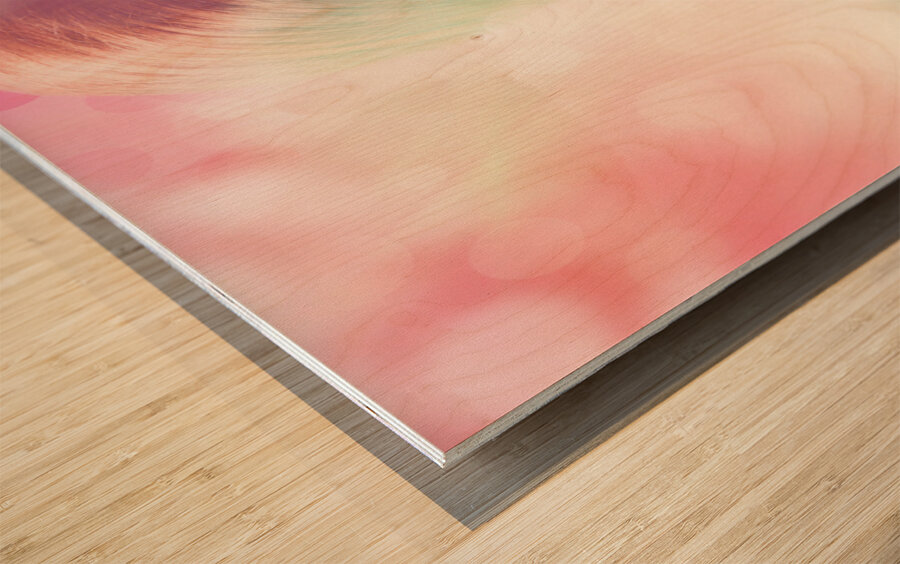 Blushing pinup girl in haze of makeup hues Wood print