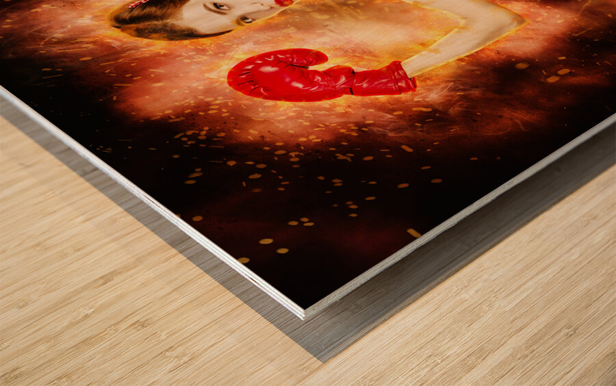 Pin up boxing girl  Wood print