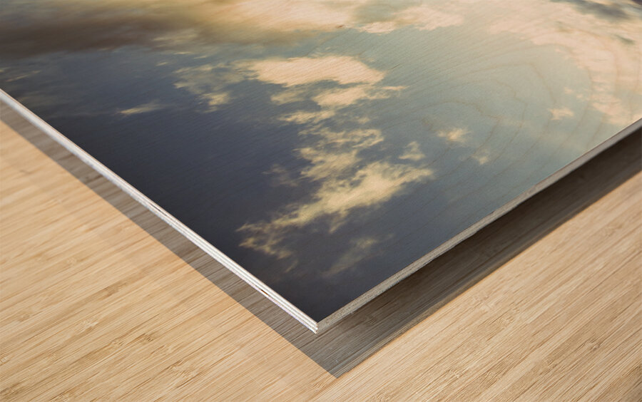 Scenic sea sunrise Wood print