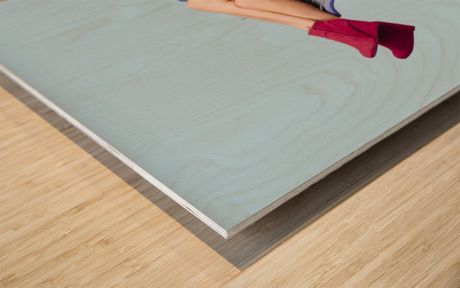 Woman sitting on a chair Wood print