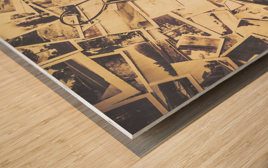 Cameras on a visual storyboard Wood print