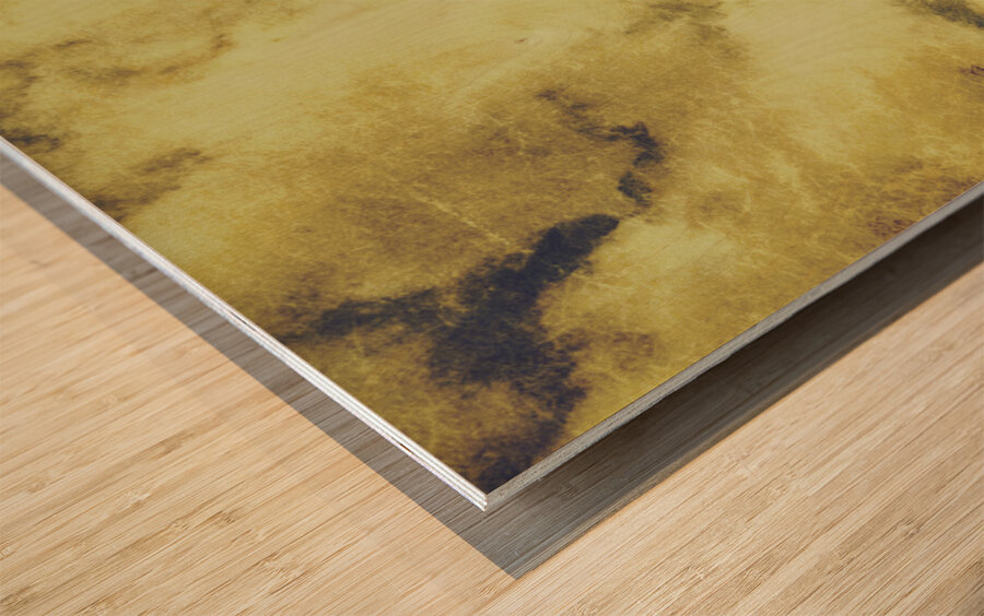 Yellow toned textured grungy cloudscape Wood print