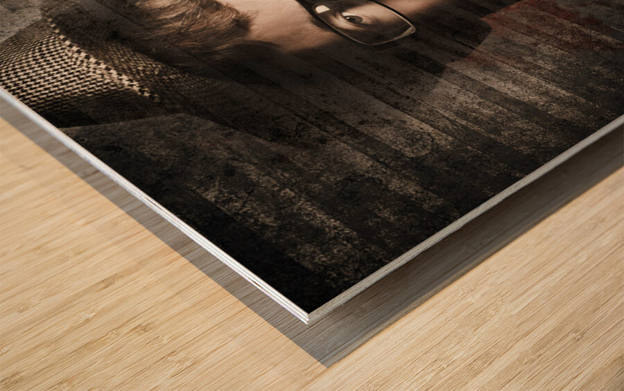 Secret agent biting the bullet Wood print