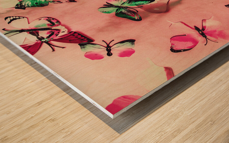 Creative butterfly background Wood print