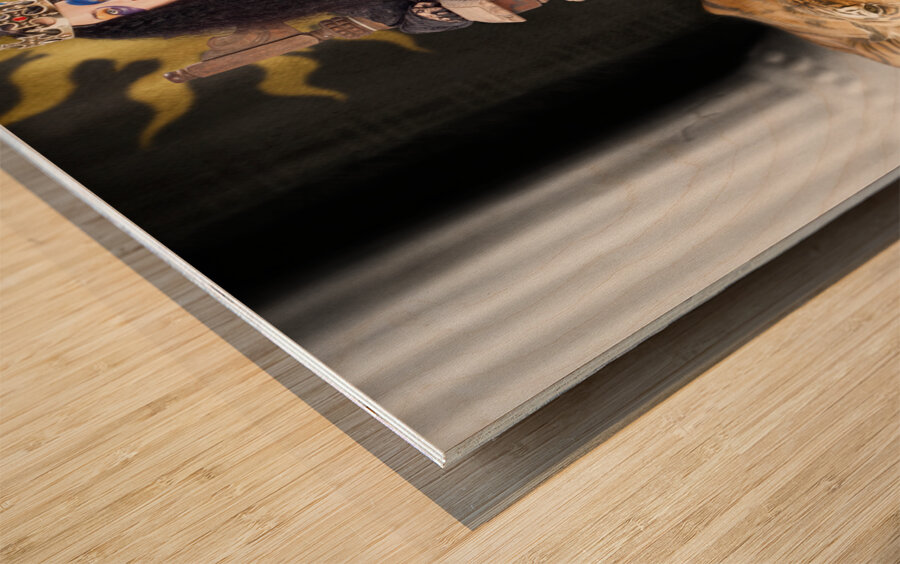 Fashion queen in crown sitting in jester court Wood print