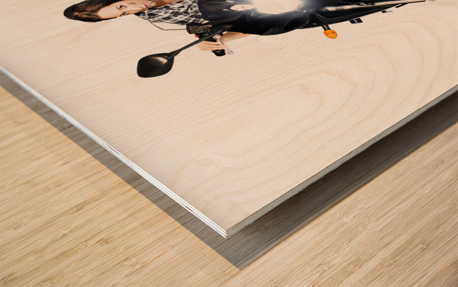 Woman Riding Motorbike At Speed Wood print