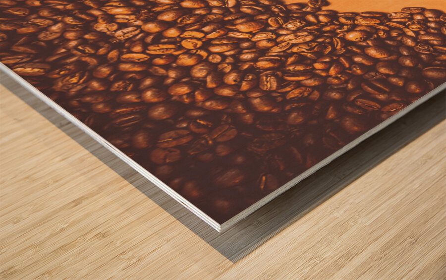 Roasted Australian coffee beans background Wood print