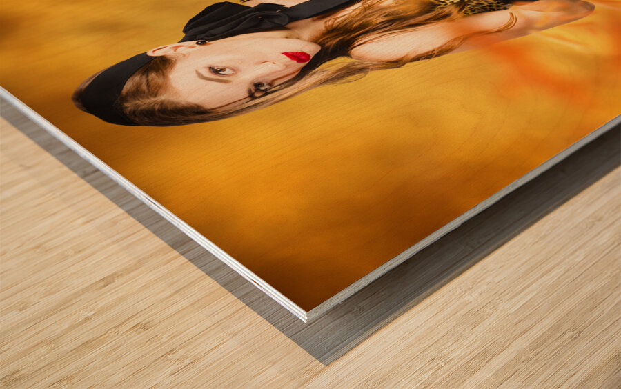 Housewife grating carrots Wood print