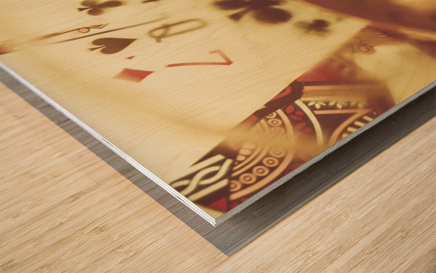 Love of whisky and card games Wood print