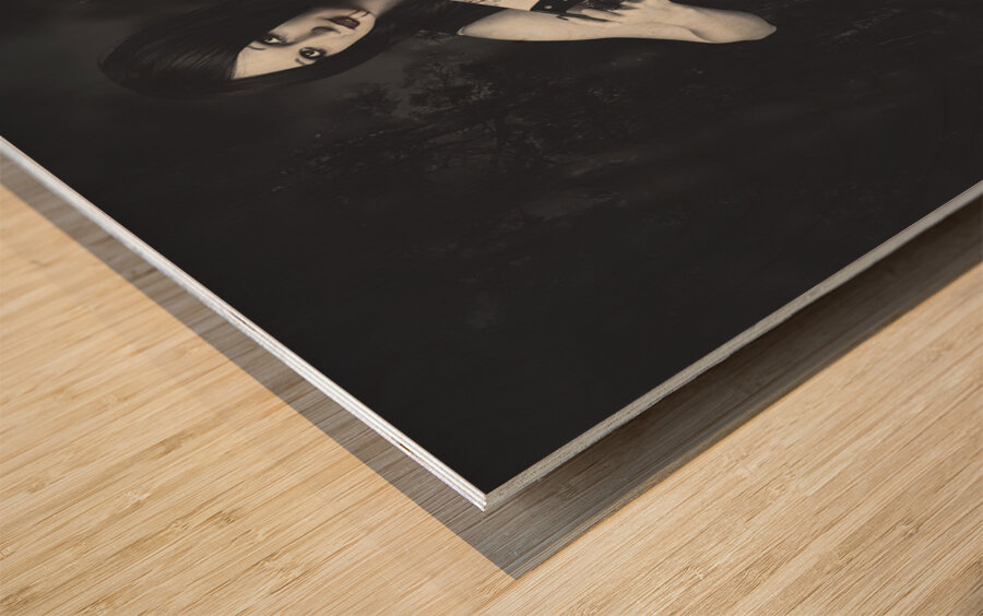 Dark evil vampire girl with killer style Wood print