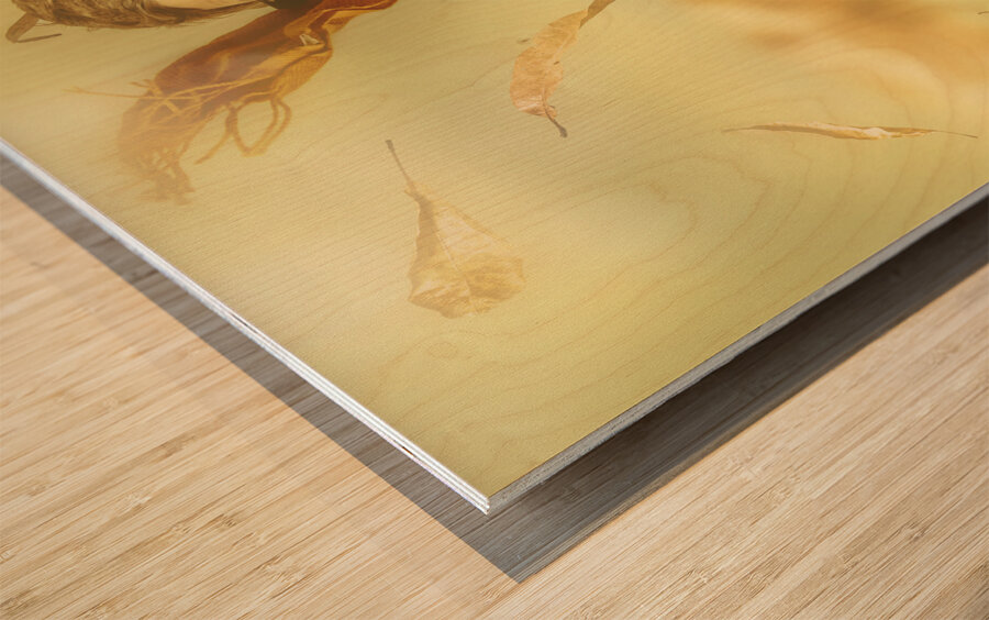 Happy nerd celebrating the fall of autumn Wood print