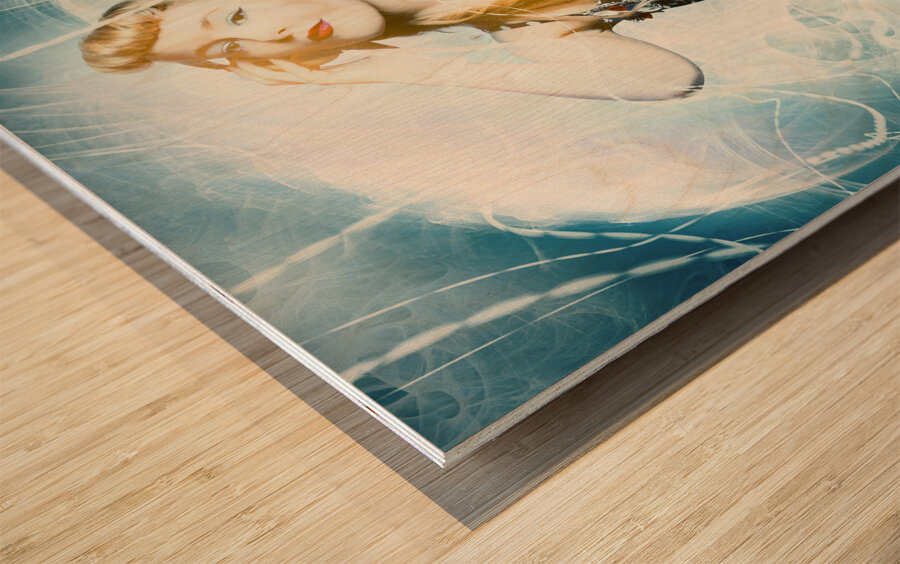 Dance music festival pinup Wood print