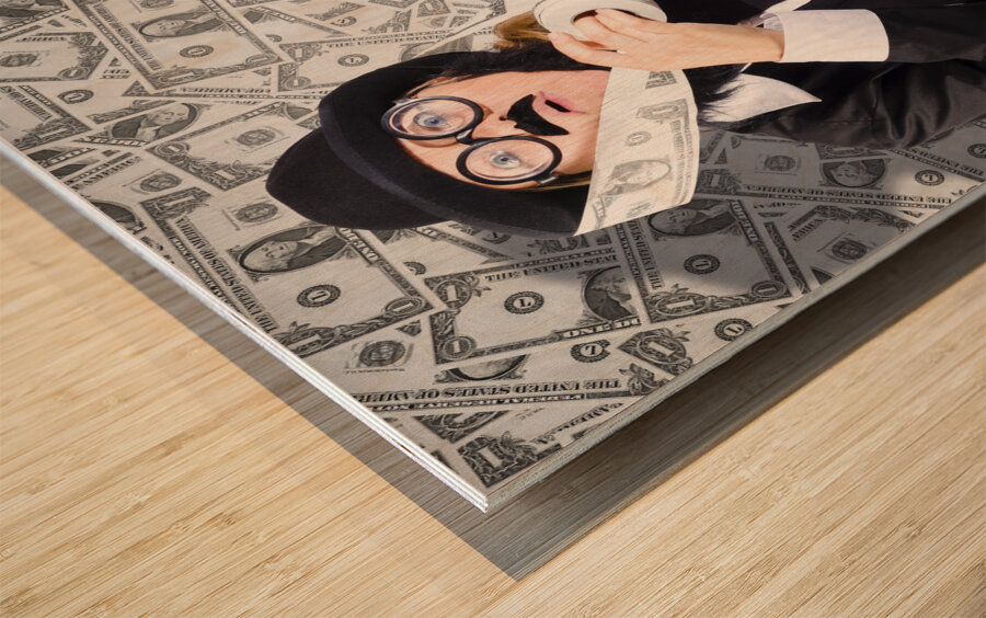 Wallpaper and ink Wood print